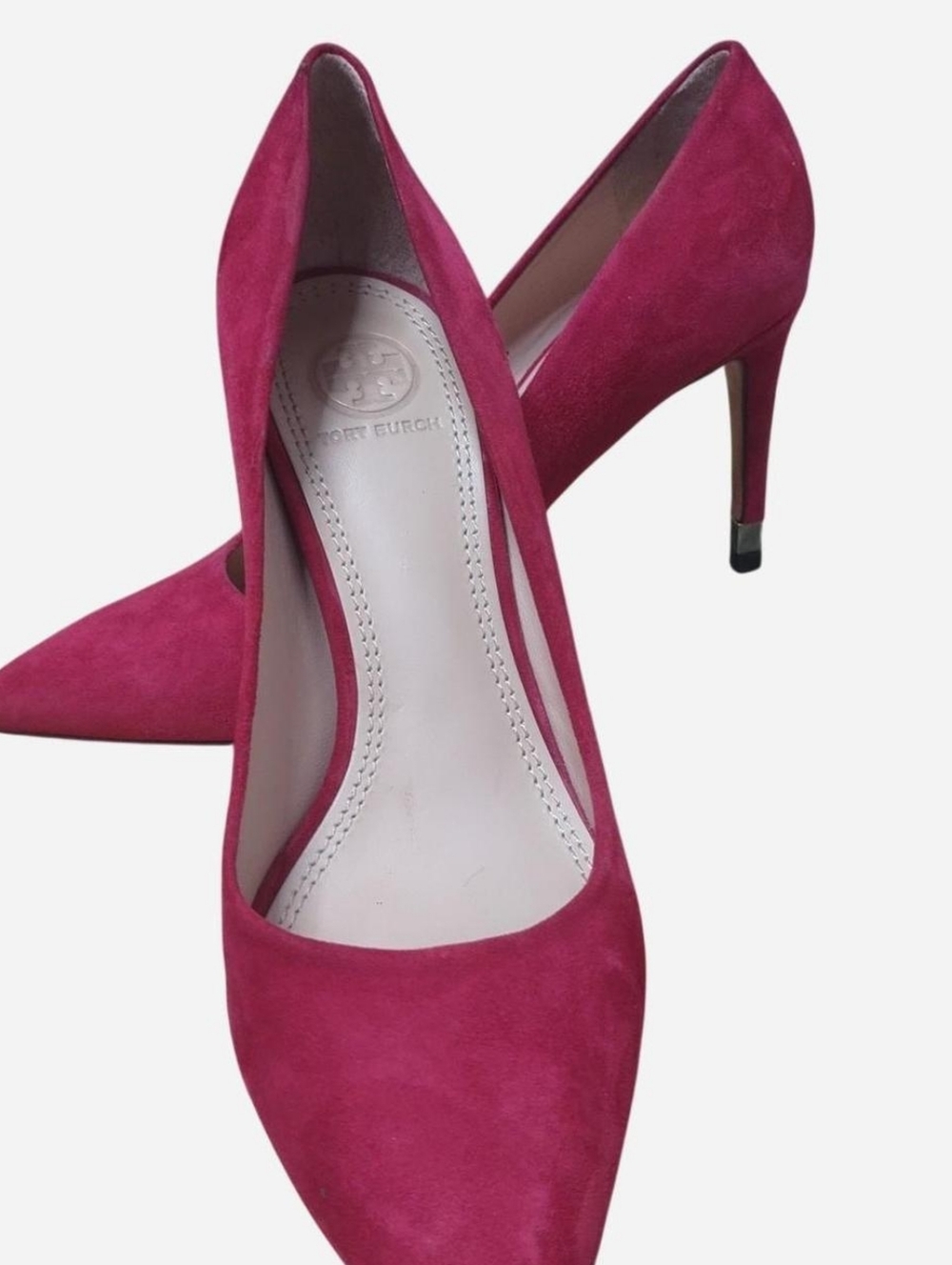 Tory Burch Red Suede Pointed-Toe Pump Classic High Heels Size 7M - Picture 3 of 14